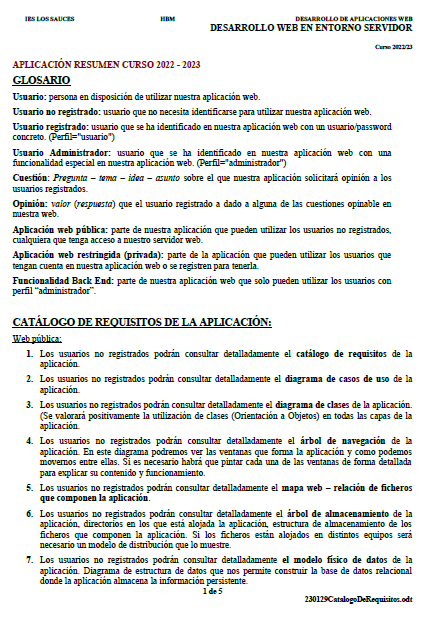 Catálogo de requisitos.